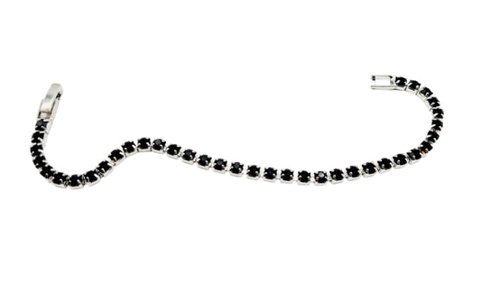 Silver & Black Tennis Bracelet