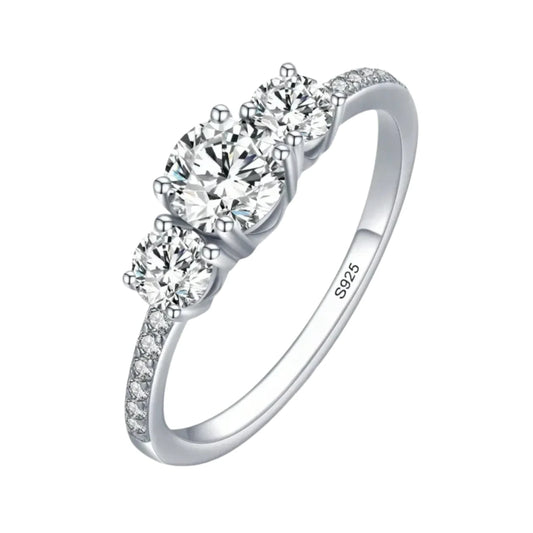 3 Stone Engagement Rings For Women S925 Sterling Sliver